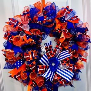 Blue and orange football wreath